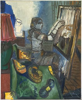 Říhánek Dalibor (1946) - Proti oknu - vázání goblénu