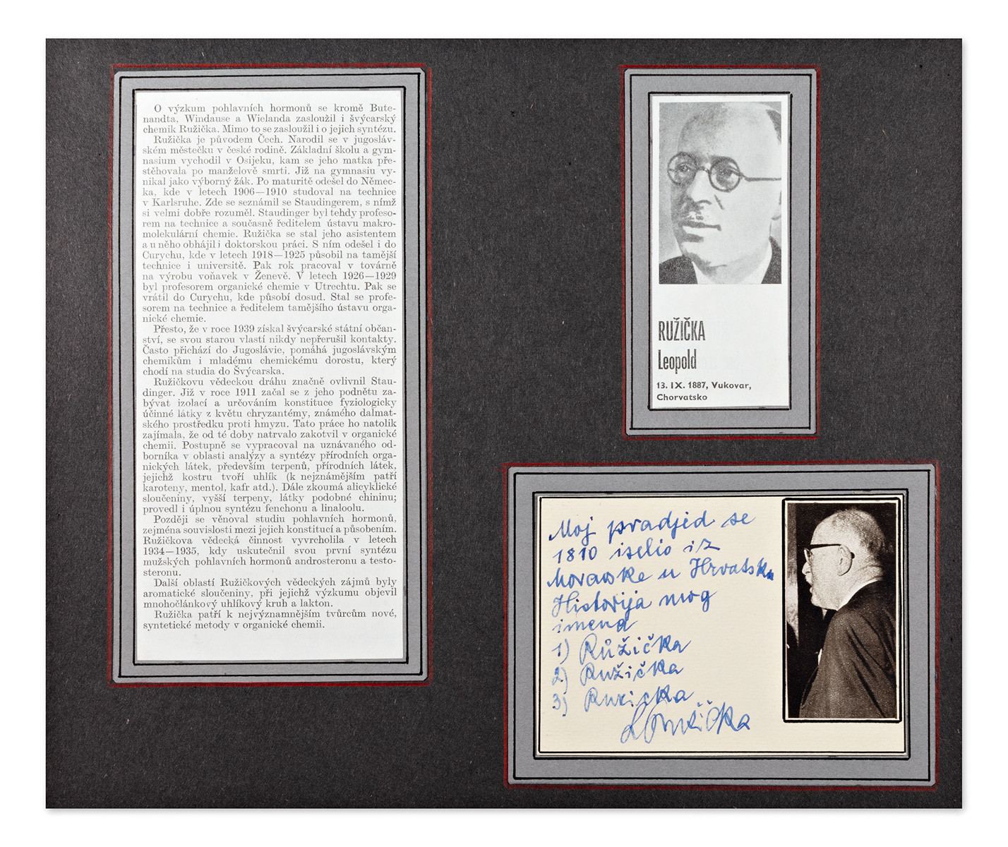 Leopold Růžička (1887-1976) - Handwritten text about the history of his name