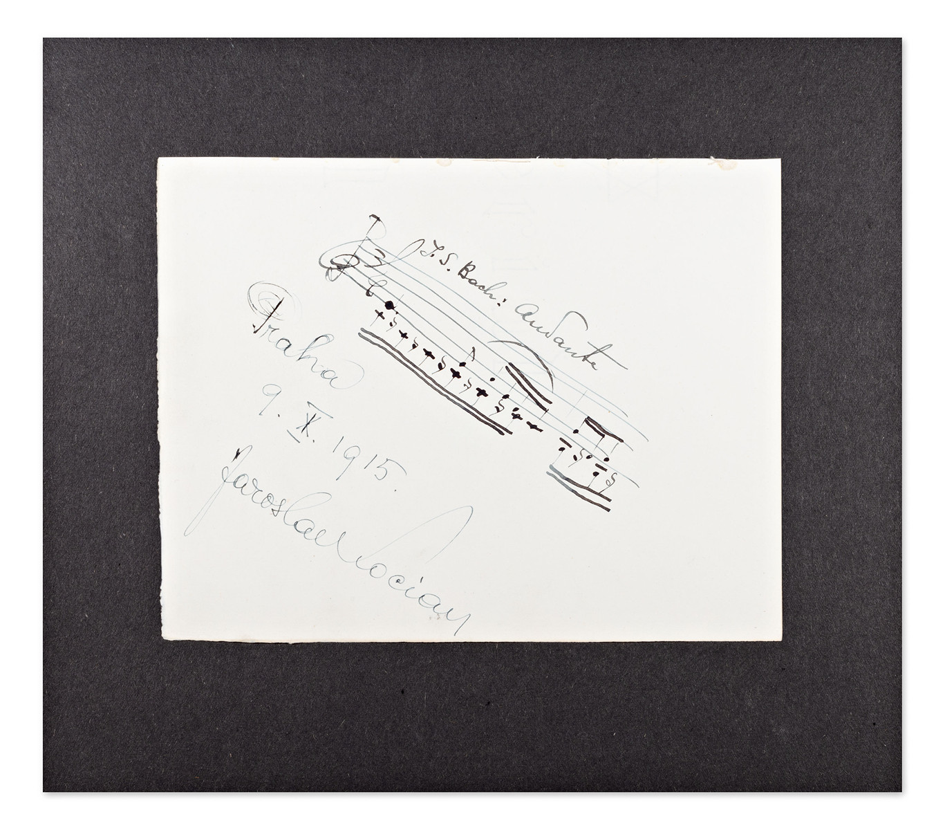 Jaroslav Kocián (1883-1950) - Handwritten autograph with musical notation