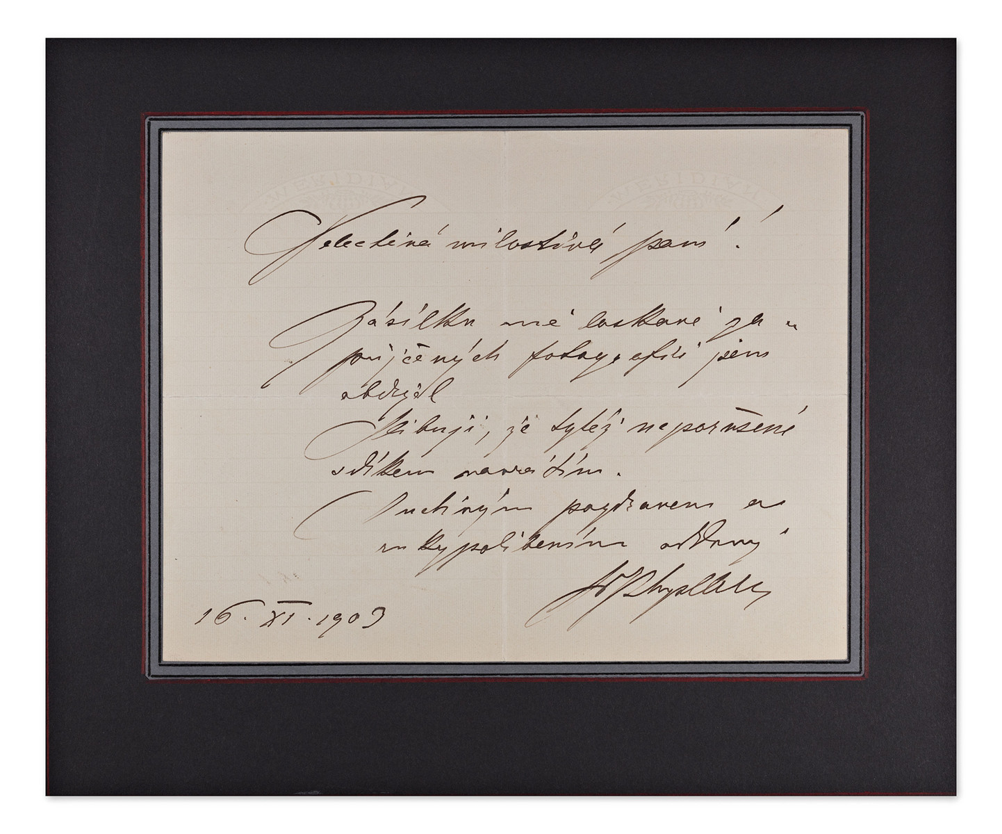 Josef Václav Myslbek (1848-1887) - Hand signed letter