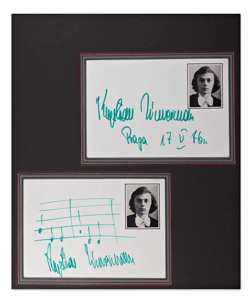 Krystian Zimerman (1956*) - Two handwritten signatures with sheet music sample