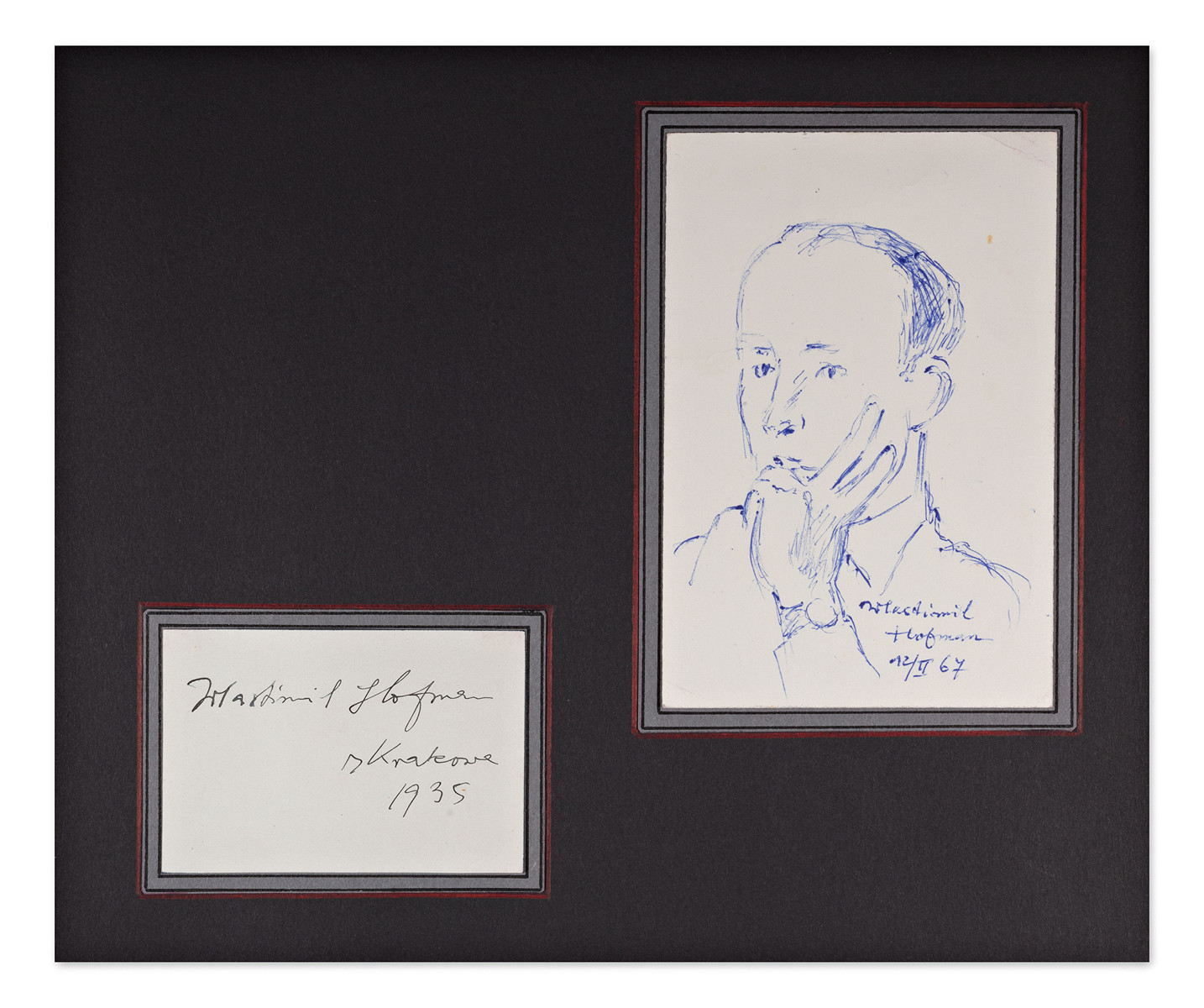 Wlastimil Hofman (1881-1970) - Handwritten signature and portrait sketch