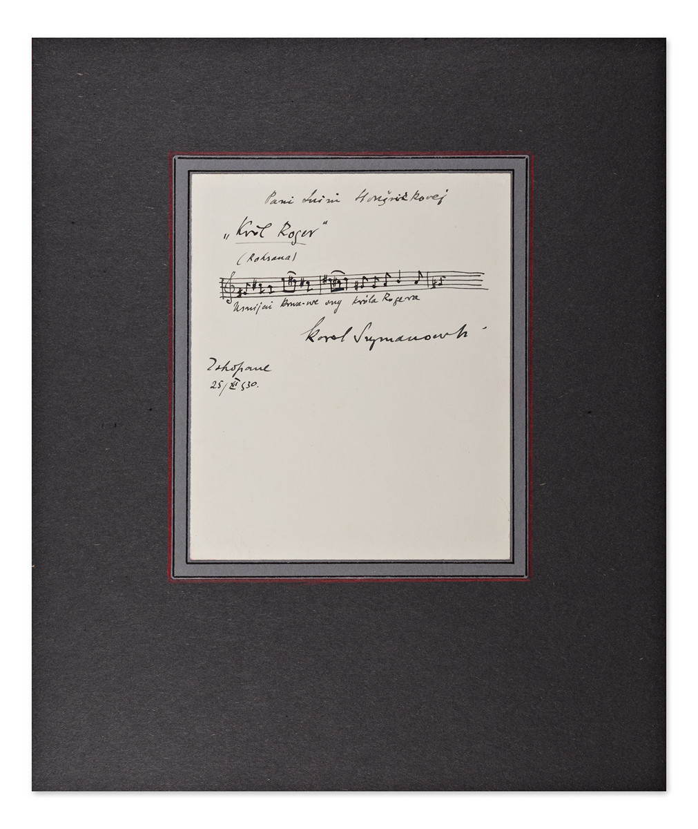 Karol Maciej Szymanowski (1882-1937) - Handwritten signature with musical notation and dedication