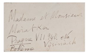 Émile-Antoine Bourdelle (1861-1929) - A small envelope and a business card with a wish addressed to Josef Mařatka and his wife