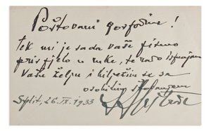 Ivan Meštrović (1883-1962) - Handwritten and signed letter