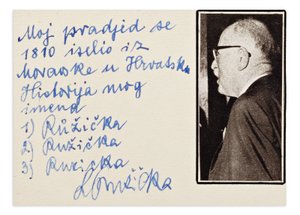 Leopold Růžička (1887-1976) - Handwritten text about the history of his name