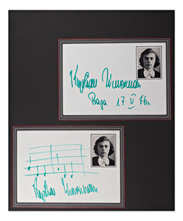 Krystian Zimerman (1956*) - Two handwritten signatures with sheet music sample