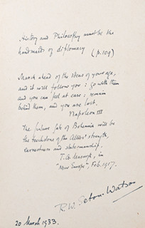 Robert William Seton-Watson (1879-1951) - Handwritten message with quote