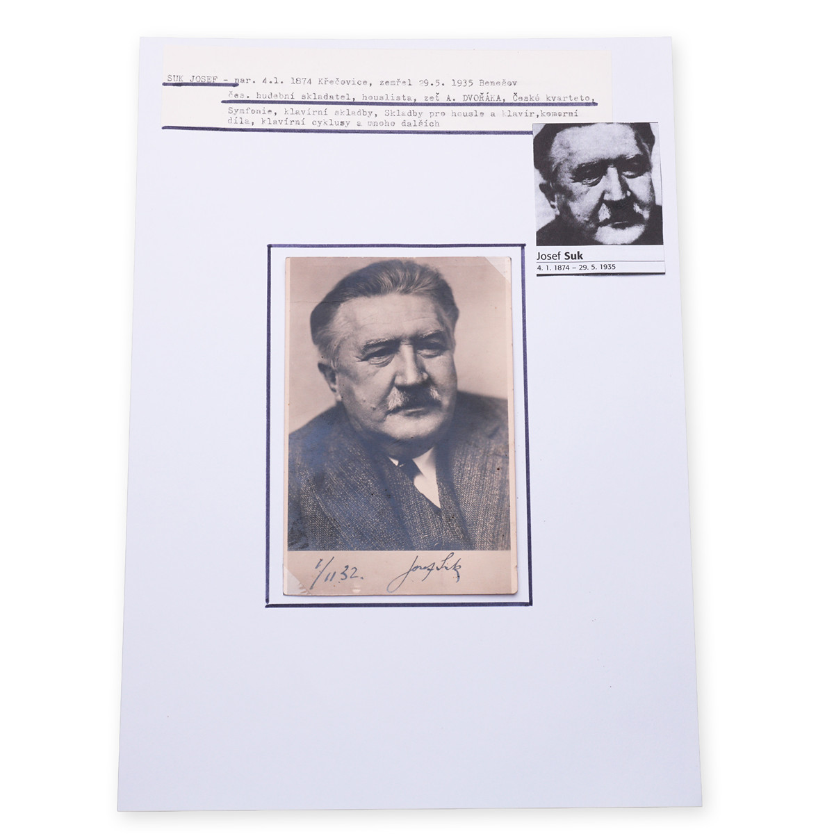 Josef Suk st. (1874 - 1935) - Podepsaná fotografie