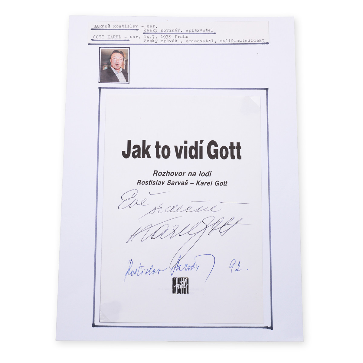 Karel Gott (1939 - 2019) - Podpisy na papíru