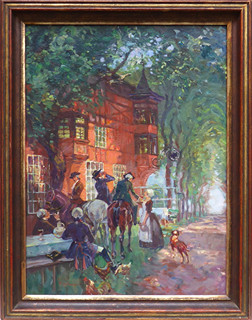 ALOIS WIERER (1878-1945) - ZASTÁVKA VE VÝLETNÍM HOSTINCI PŘI NEDĚLNÍ VYJÍŽĎCE