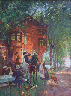 ALOIS WIERER (1878-1945) - ZASTÁVKA VE VÝLETNÍM HOSTINCI PŘI NEDĚLNÍ VYJÍŽĎCE