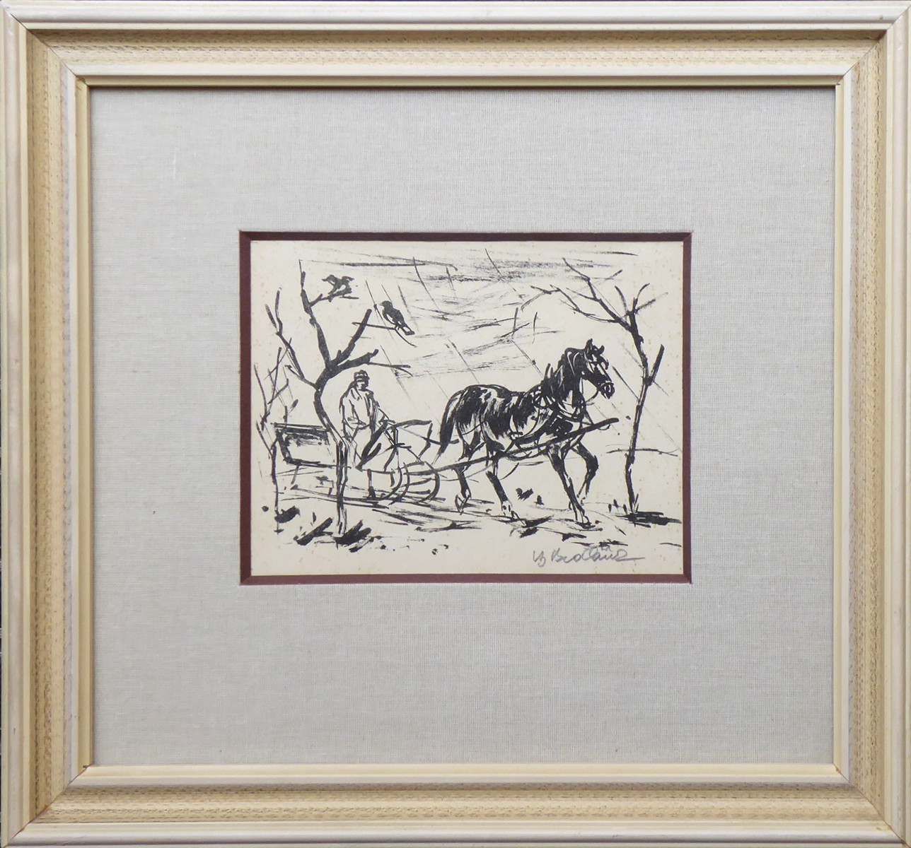 VOJTĚCH SEDLÁČEK (1892-1973) - V ZIMĚ NA SANÍCH