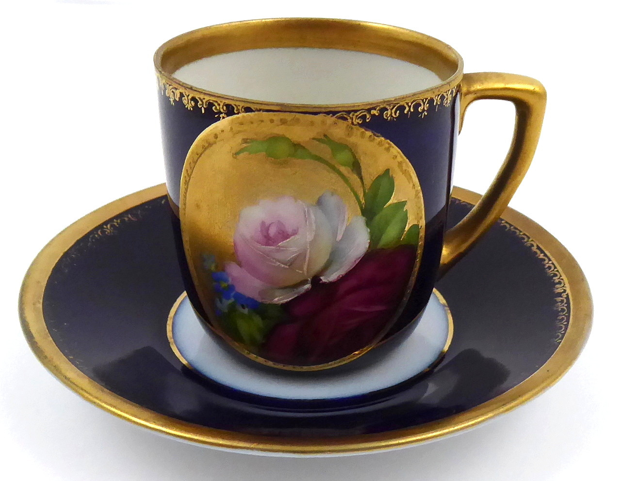 ALTROHLAU, MORITZ ZDEKAUER - MOKA KOBALTOVÝ ŠÁLEK S MEDAILONEM