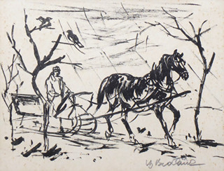 VOJTĚCH SEDLÁČEK (1892-1973) - V ZIMĚ NA SANÍCH