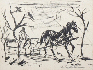 VOJTĚCH SEDLÁČEK (1892-1973) - V ZIMĚ NA SANÍCH