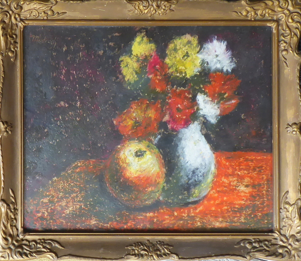 JÁN MUDROCH (1909-1968) - ZÁTIŠÍ S KVĚTINAMI A JABLKEM