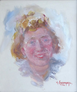 KAREL CHALOUPKA (1889-1969) - PORTRÉT SMĚJÍCÍ SE DÍVKY