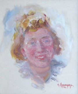 KAREL CHALOUPKA (1889-1969) - PORTRÉT SMĚJÍCÍ SE DÍVKY
