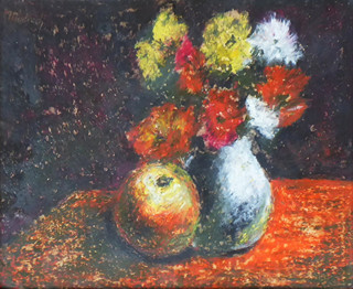 JÁN MUDROCH (1909-1968) - ZÁTIŠÍ S KVĚTINAMI A JABLKEM