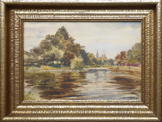 ADOLF DOLEŽAL (1898-1978)  - POHLED NA HRADEC KRÁLOVÉ OD SOUTOKU