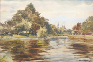 ADOLF DOLEŽAL (1898-1978)  - POHLED NA HRADEC KRÁLOVÉ OD SOUTOKU