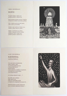JINDŘICH PILEČEK (1944-2002) - DVĚ NOVOROČNÍ GRAFIKY S BÁSNĚMI