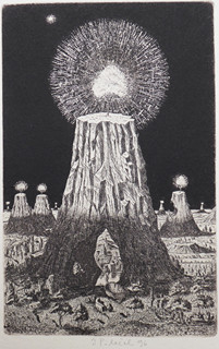 JINDŘICH PILEČEK (1944-2002) - DVĚ NOVOROČNÍ GRAFIKY S BÁSNĚMI