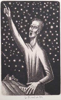 JINDŘICH PILEČEK (1944-2002) - DVĚ NOVOROČNÍ GRAFIKY S BÁSNĚMI