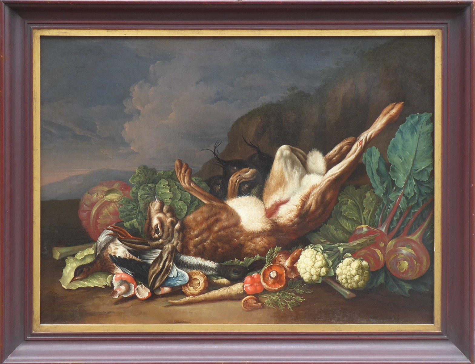 FRANZ THEODOR DALLINGER (1710-1771)  - ZÁTIŠÍ SE ZAJÍCEM A ZELENINOU - ROK 1768, ZNALECKÝ POSUDEK