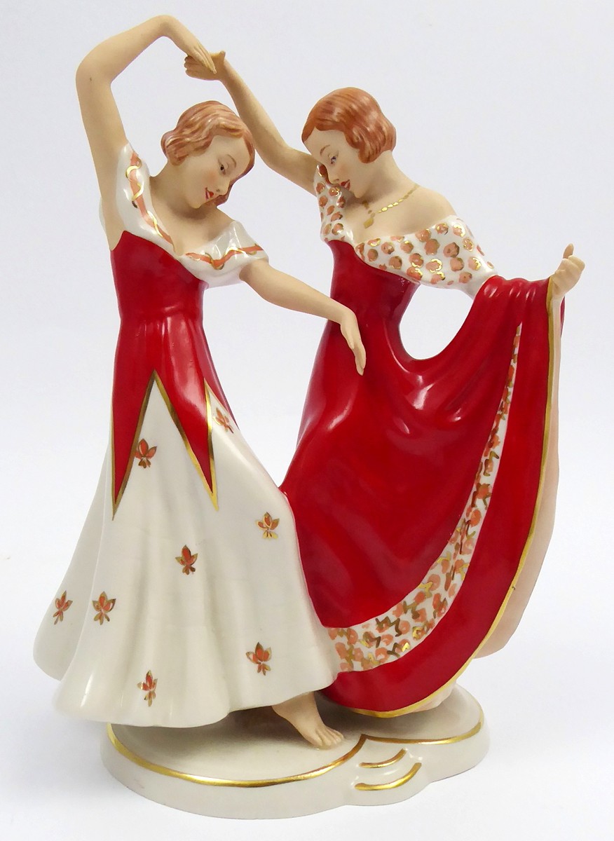 ELLY STROBACH (1908-2002) - ART DECO TANEČNICE - ROYAL DUX, DUCHCOV