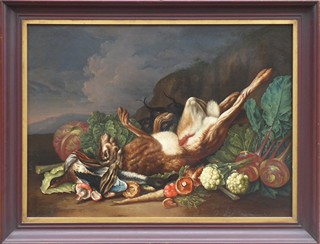 FRANZ THEODOR DALLINGER (1710-1771)  - ZÁTIŠÍ SE ZAJÍCEM A ZELENINOU - ROK 1768, ZNALECKÝ POSUDEK