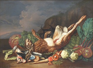 FRANZ THEODOR DALLINGER (1710-1771)  - ZÁTIŠÍ SE ZAJÍCEM A ZELENINOU - ROK 1768, ZNALECKÝ POSUDEK