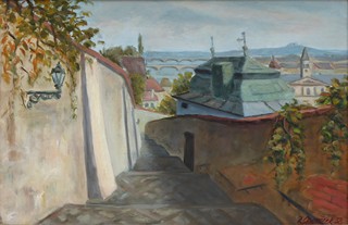 NOVÁČEK - STARÉ ZÁMECKÉ SCHODY NA PRAŽSKÝ HRAD - ROK 1938