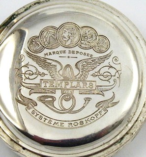 STŘÍBRNÉ KAPESNÍ HODINKY - ROSKOPF, TEMPLARS