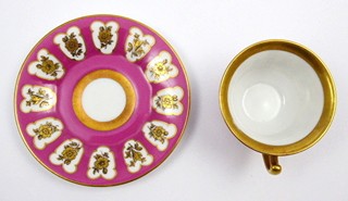 RŮŽOVÝ MOKA ŠÁLEK SE ZLATÝMI KVĚTINAMI - ROSENTHAL