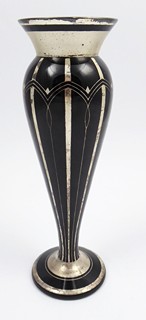 ART DECO VÁZA SE STŘÍBREM - WILHELM KRALIK, SKLÁRNA LENORA