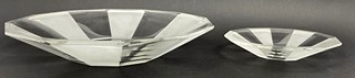 LUDVIKA SMRČKOVÁ (1903-1991) - SKLÁRNA RÜCKL, NIŽBOR - ART DECO RUČNĚ BROUŠENÁ SOUPRAVA MÍSY A 6 MISEK