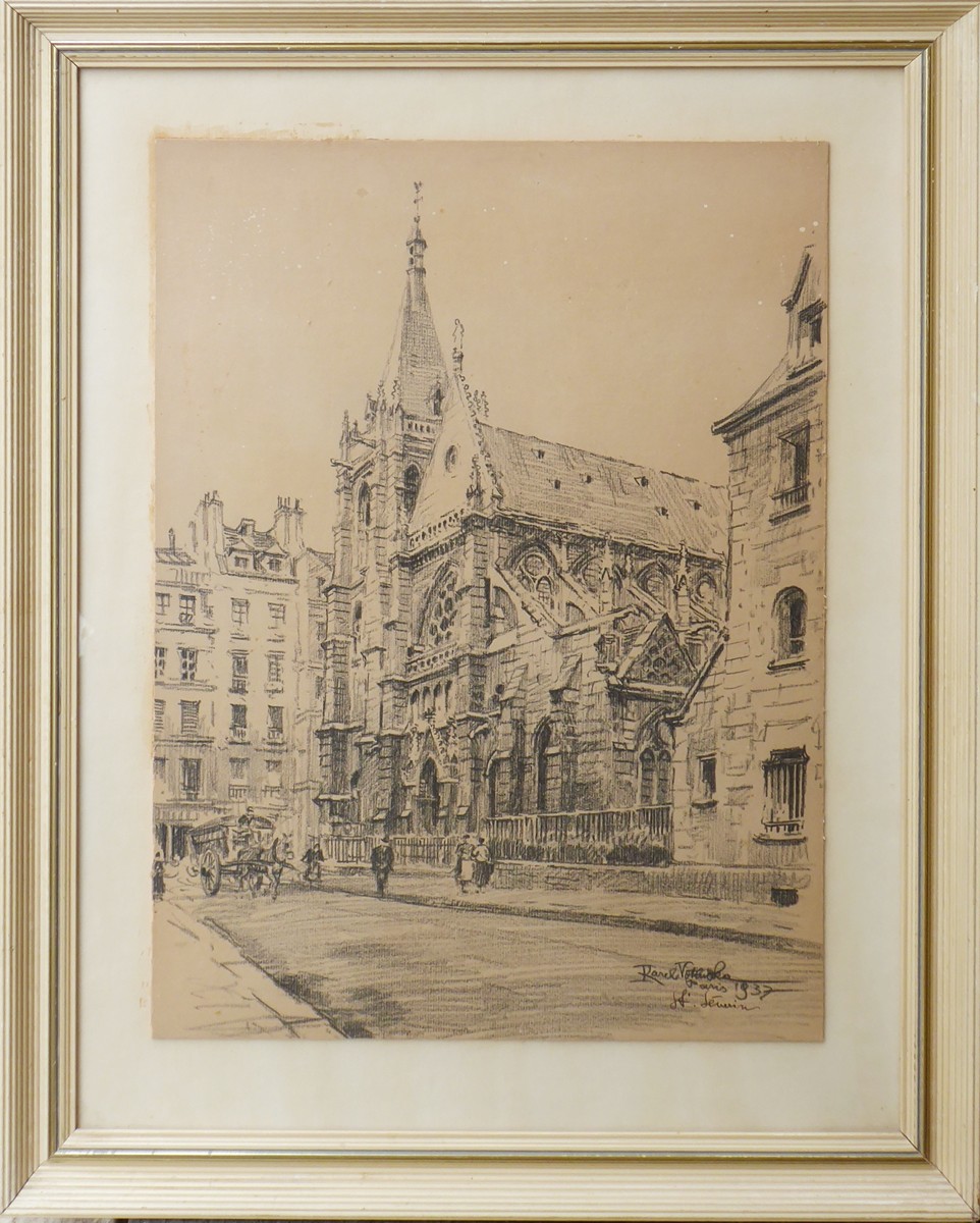KAREL VOTLUČKA (1896-1963) - SAINT-SÉVERIN, PARIS - ROZMĚRNÁ KRESBA