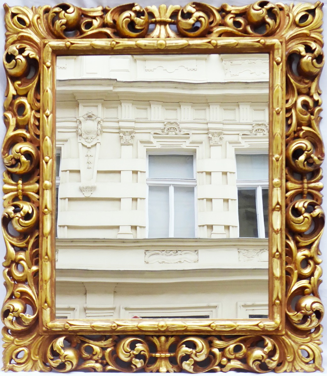 ZLACENÉ FLORENTSKÉ ŘEZBOVANÉ ZRCADLO