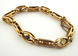 ELEGANTNÍ ZLATÝ NÁRAMEK S PŘÍRODNÍMI SAFÍRY A DIAMANTY