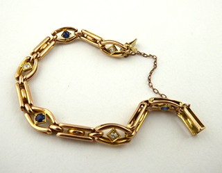 ELEGANTNÍ ZLATÝ NÁRAMEK S PŘÍRODNÍMI SAFÍRY A DIAMANTY