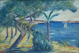 OLDŘICH KONÍČEK (1886-1932) - PALMA U MOŘE, FRANCOUZSKÁ RIVIÉRA - ROZMĚRNÉ DÍLO