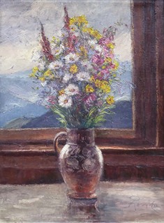 PAVEL RASZKA (1907-1979) - LUČNÍ KVĚTINY VE DŽBÁNU - VELKÝ ROZMĚR