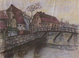 MARTA ROŽÁNKOVÁ-DRÁBKOVÁ (1882-1958) - NÁBŘEŽÍ S MOSTKEM