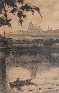 ALOIS JEŽEK (1887-1943) - RYBÁŘ U PRAŽSKÉHO HRADU
