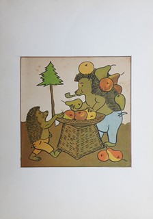 JOSEF LADA (1887-1957) - SVĚT ZVÍŘAT - STARÝ A MLADÝ JEŽEK