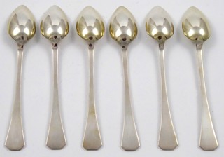 ART DECO STŘÍBRNÉ MOKA LŽIČKY V ETUI