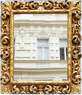ZLACENÉ FLORENTSKÉ ŘEZBOVANÉ ZRCADLO