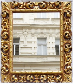 ZLACENÉ FLORENTSKÉ ŘEZBOVANÉ ZRCADLO